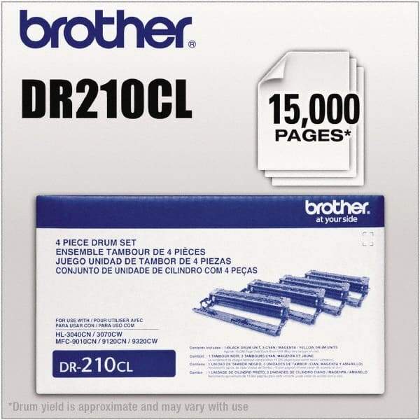 Brother - Cyan, Magenta, Yellow & Black Drum Unit - Use with Brother HL-3040CN, 3045CN, 3070CW, 3075CW, MFC-9010CN, 9120CN, 9125CN, 9320CW, 9325CW - Exact Industrial Supply