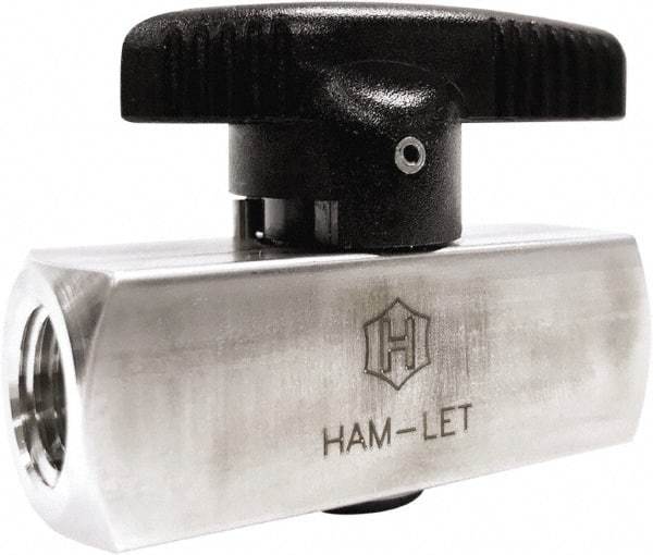 Ham-Let - 1/8" Pipe, 3,000 psi WOG Rating, 316/316L Stainless Steel, Inline, One Way Instrumentation Plug Valve - Wedge Handle, FNPT x FNPT End Connections, Reinforced PTFE Seal - Exact Industrial Supply