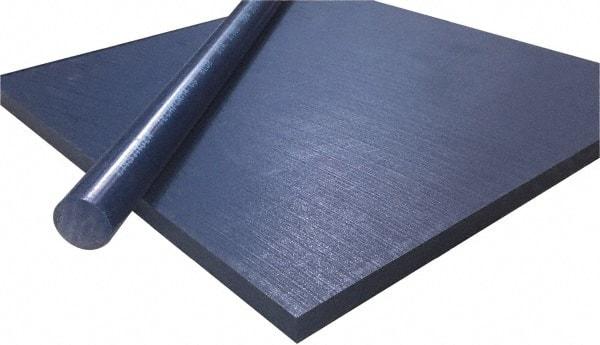 Made in USA - 1/2" Thick x 2' Wide x 4' Long, Polyethylene (UHMW) Sheet - Blue, Shore D-65 Hardness, Bearing Grade Grade, ±10% Tolerance - Exact Industrial Supply