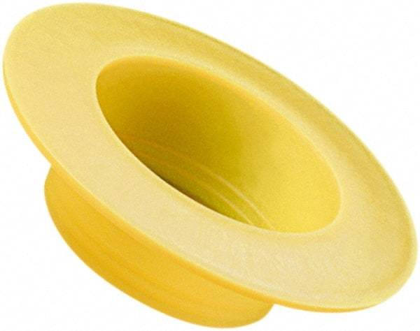 Caplugs - 1.046" ID, Round Head, Tapered Cap/Plug with Flange - 2.73" OD, 21/32" Long, Low-Density Polyethylene, Yellow - Exact Industrial Supply