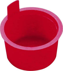 Caplugs - 0.456" ID, Pull-Tab, Round Head, Tapered Plug - 0.59" OD, 3/8" Long, Low-Density Polyethylene, Red - Exact Industrial Supply