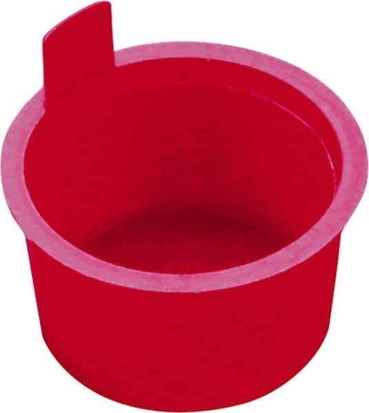 Caplugs - 0.396" ID, Pull-Tab, Round Head, Tapered Plug - 0.53" OD, 3/8" Long, Low-Density Polyethylene, Red - Exact Industrial Supply