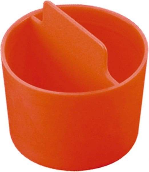 Caplugs - 0.831" ID, Pull-Tab, Round Head, Tapered Plug - 27/32" Long, Low-Density Polyethylene, Orange - Exact Industrial Supply