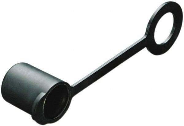 Caplugs - 0.36" ID, Round Head, Tethered Cap - Low-Density Polyethylene, Black - Exact Industrial Supply