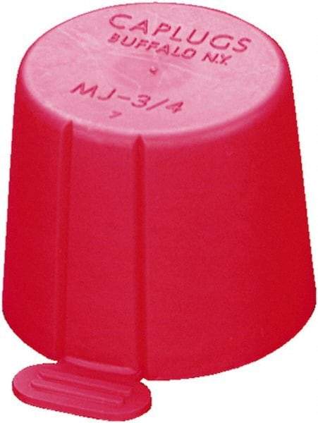 Caplugs - 1.289" ID, Round Head, Tapered, Tear-Tab Cap - 1-13/64" Long, Low-Density Polyethylene, Red - Exact Industrial Supply