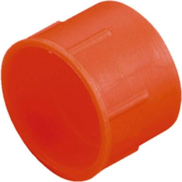 Caplugs - 0.61" ID, Serrated Round Head Tube Cap - 0.73" OD, 1/2" Long, Low-Density Polyethylene, Orange - Exact Industrial Supply