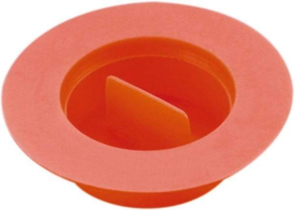 Caplugs - 1.932" ID, Pull-Tab, Tapered Plug with Flange - 2.53" OD, 3/4" Long, Low-Density Polyethylene, Orange - Exact Industrial Supply