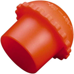 Caplugs - 0.82" ID, Serrated Round Head Cylinder Valve Cap - 1" Long, Low-Density Polyethylene, Orange - Exact Industrial Supply