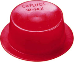 Caplugs - 1.673" ID, Round Head, Tapered Cap/Plug with Flange - 2.22" OD, 23/32" Long, Low-Density Polyethylene, Red - Exact Industrial Supply