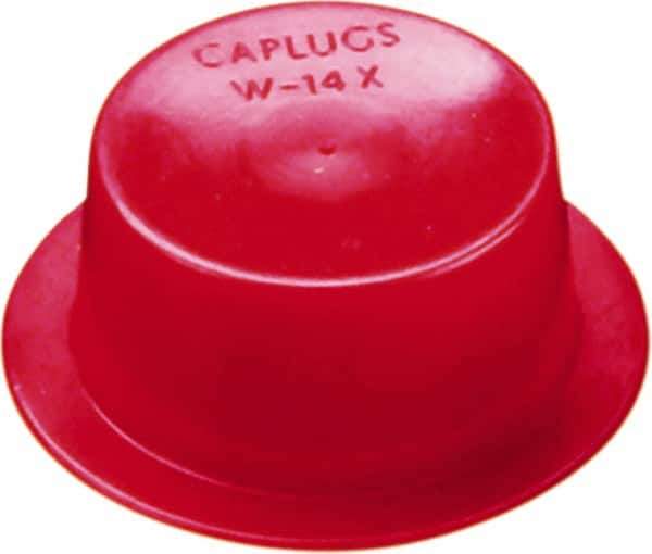 Caplugs - 0.183" ID, Round Head, Tapered Cap/Plug with Flange - 0.62" OD, 23/64" Long, Low-Density Polyethylene, Red - Exact Industrial Supply