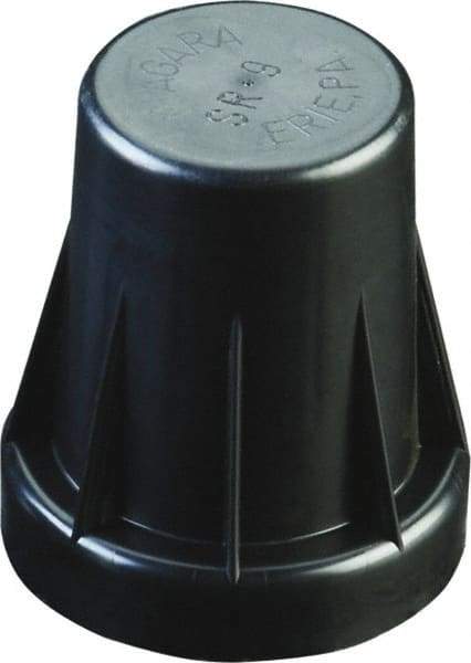Caplugs - 0.935" ID, Serrated Round Head Sucker Rod Cap - 1-11/16" Long, Low-Density Polyethylene, Black - Exact Industrial Supply