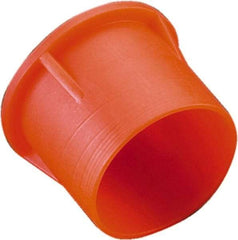Caplugs - 0.551" ID, Round Head Tube Cap/Plug - 53/64" Long, Low-Density Polyethylene, Orange - Exact Industrial Supply