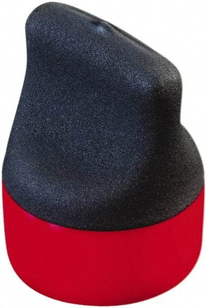 Caplugs - 1-1/16" ID, Round Head, Textured Pull-Tab Cap - 2-1/8" Long, Vinyl, Red/Black - Exact Industrial Supply