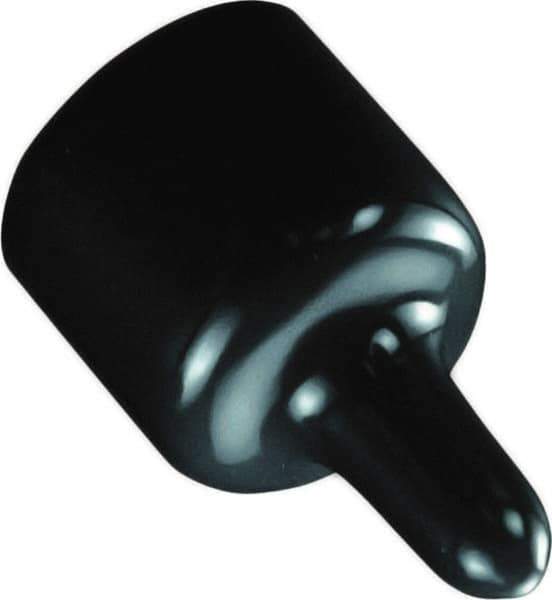 Caplugs - 3/16" ID, Pull-Tab, Round Head Masking Cap - 1-19/32" Long, Vinyl, Black - Exact Industrial Supply