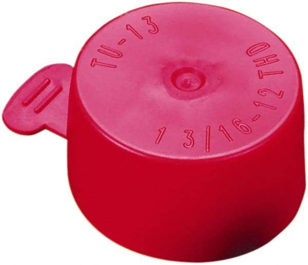 Caplugs - 0.99" ID, Flexible, Tear-Tab Cap - 21/32" Long, Vinyl, Red - Exact Industrial Supply