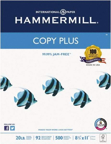 Hammermill - 8-1/2" x 11" White Copy Paper - Use with Laser Printers, Copiers, Fax Machines, Multifunction Machines - Exact Industrial Supply