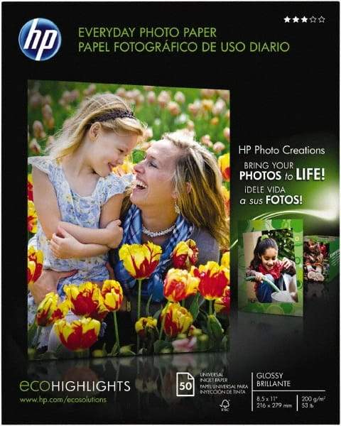 Hewlett-Packard - 8-1/2" x 11" Photo Paper - Use with Inkjet Printers - Exact Industrial Supply