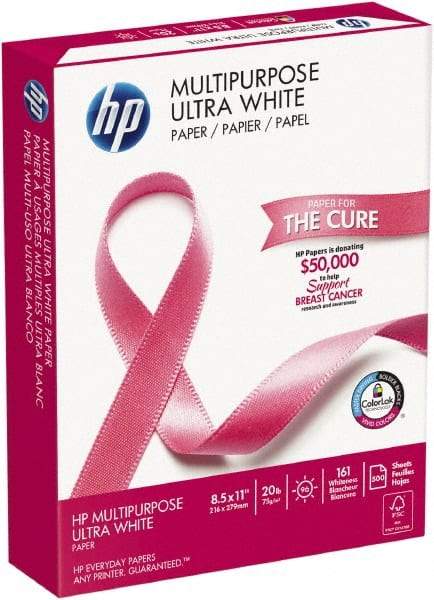 Hewlett-Packard - 8-1/2" x 11" White Copy Paper - Use with Copiers, Inkjet Printers, Laser Printers, Fax Machines - Exact Industrial Supply