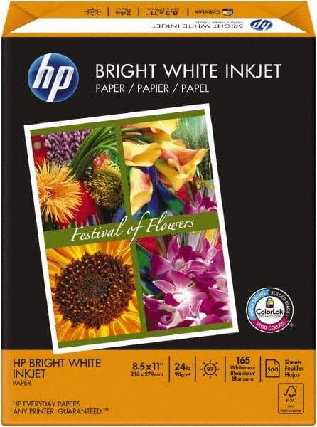 Hewlett-Packard - 8-1/2" x 11" White Colored Copy Paper - Use with Inkjet Printers - Exact Industrial Supply
