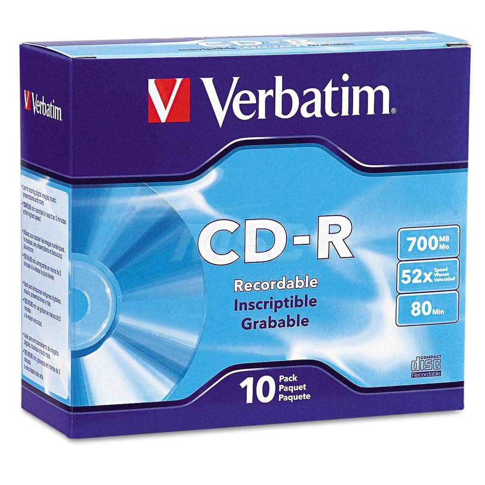 Verbatim - Office Machine Supplies & Accessories; Office Machine/Equipment Accessory Type: CD-R Discs ; For Use With: Office Use ; Storage Capacity: 700MB ; Color: Silver - Exact Industrial Supply