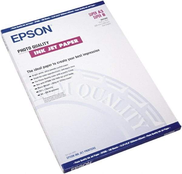 Epson - 13" x 19" Bright White Photo Paper - Use with Inkjet Printers - Exact Industrial Supply
