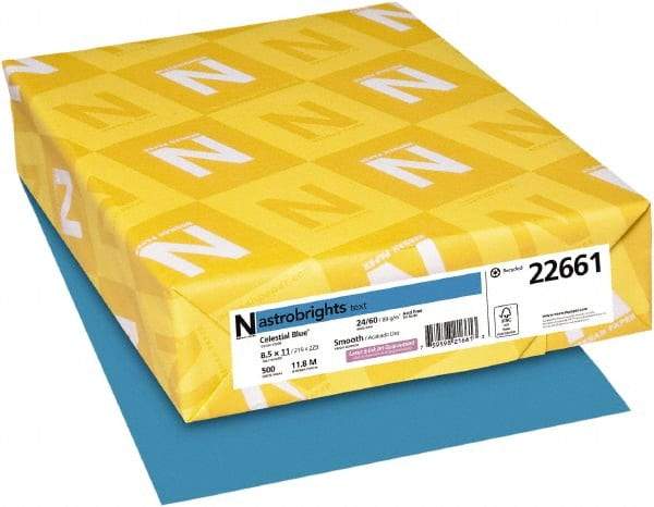 Neenah Paper - 8-1/2" x 11" Celestial Blue Colored Copy Paper - Use with Laser Printers, Inkjet Printers, Copiers - Exact Industrial Supply