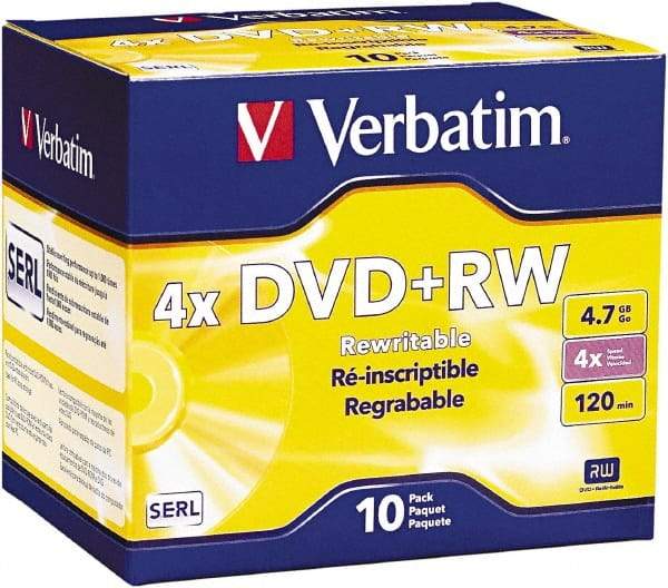 Verbatim - Silver DVD+RW Discs - Use with CD, DVD Drives - Exact Industrial Supply