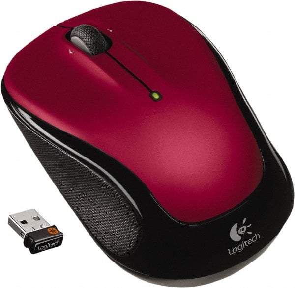 Logitech - Red Wireless Mouse - Use with Chrome OS, Linux 2.6 & Later, Mac OS X 10.5 & Later, Windows Vista, 7, 8 - Exact Industrial Supply