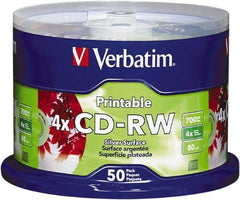 Verbatim - Silver CD-RW Discs - Use with CD, DVD Drives - Exact Industrial Supply