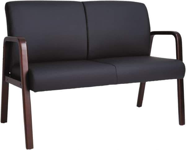 ALERA - 33" High Reception Lounge Chair - 44" Wide x 26-1/8" Deep, Leather Seat, Black & Mahogany - Exact Industrial Supply
