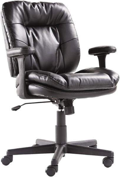 OIF - 40" High Executive Swivel/Tilt Chair - 26" Wide x 25-3/8" Deep, Soft Leather Seat, Black - Exact Industrial Supply