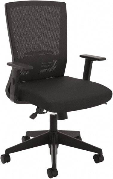 Basyx - 43-1/8" High High Back Chair - 28" Wide x 28-3/8" Deep, Fabric Mesh Seat, Black - Exact Industrial Supply