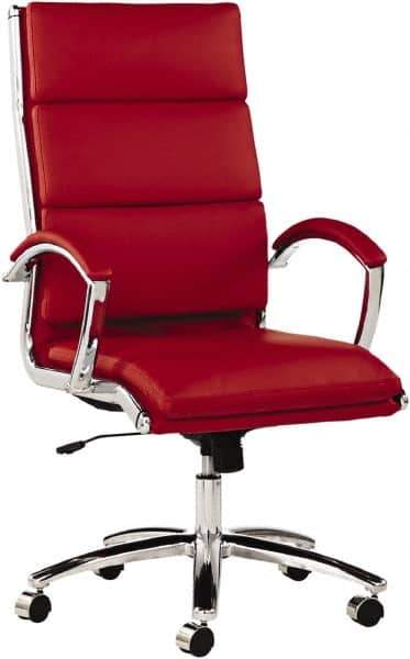 ALERA - 45-1/4" High High Back Chair - 24" Wide x 27-1/4" Deep, Leather Seat, Red - Exact Industrial Supply