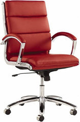 ALERA - 42-1/8" High Mid Back Chair - 24" Wide x 27-1/4" Deep, Leather Seat, Red - Exact Industrial Supply