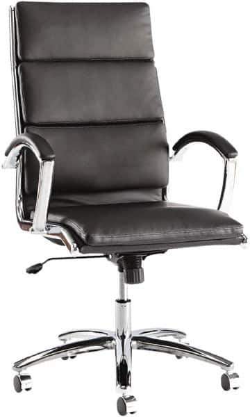 ALERA - 45-1/4" High High Back Chair - 24" Wide x 27-1/4" Deep, Leather Seat, Black - Exact Industrial Supply