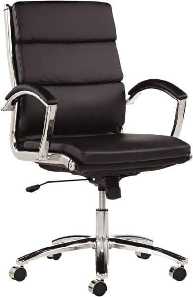 ALERA - 42-1/8" High Mid Back Chair - 24" Wide x 27-1/4" Deep, Leather Seat, Black - Exact Industrial Supply