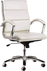 ALERA - 42-1/8" High Mid Back Chair - 24" Wide x 27-1/4" Deep, Faux Leather Seat, White - Exact Industrial Supply