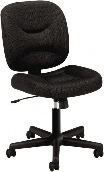 Basyx - 38-1/4" High Task Chair - 24-1/2" Wide x 33-1/2" Deep, Padded Mesh Seat, Black - Exact Industrial Supply