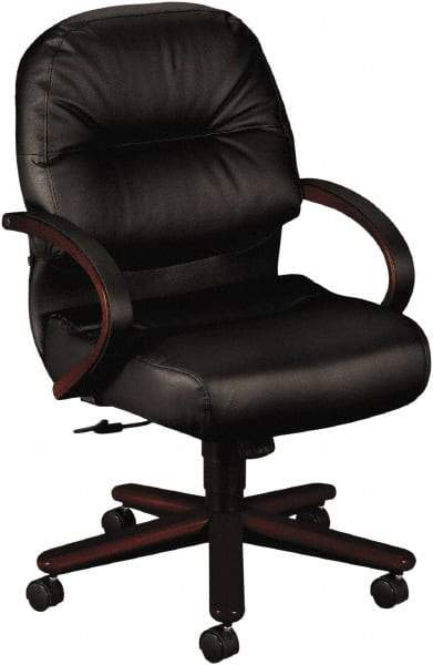 Hon - 41-3/4" High Mid Back Chair - 26" Wide x 28-3/4" Deep, Leather, Memory Foam Seat, Black - Exact Industrial Supply