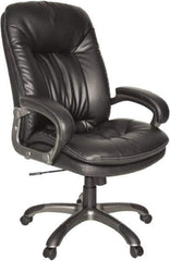 OIF - 45-1/4" High Executive Swivel/Tilt Chair - 25" Wide x 29-7/8" Deep, Soft Leather Seat, Black - Exact Industrial Supply