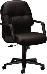 Hon - 41-3/4" High Managerial Mid Back Swivel/Tilt Chair - 26" Wide x 29-3/4" Deep, Leather, Memory Foam Seat, Black - Exact Industrial Supply