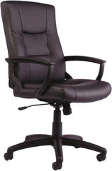 ALERA - 43-3/4" High Executive High Back Swivel Tilt Chair - 25" Wide x 27" Deep, Leather Seat, Black - Exact Industrial Supply