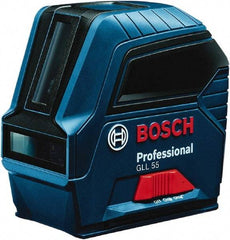 Bosch - 2 Beam 50' Max Range Self Leveling Cross Line Laser - ±5/16\x94 at 30' Accuracy, Battery Included - Exact Industrial Supply