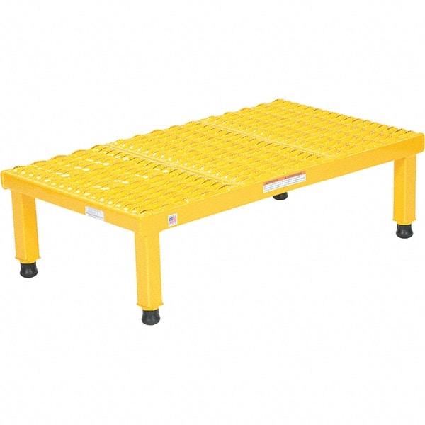 Vestil - 9" High x 19" Wide x 36" Deep, Yellow Step Stand - Steel, 500 Lb Capacity - Exact Industrial Supply