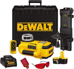 DeWALT - 1,500' Measuring Range, 1/8" at 100' Accuracy, Self-Leveling Rotary Laser - ±5° Self Leveling Range, 60, 250 & 600 RPM, 1 Beam, Lithium-Ion Battery Included - Exact Industrial Supply