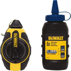 DeWALT - 100' Long Reel & Chalk Set - Yellow & Black, Includes 4 oz Blue Chalk - Exact Industrial Supply