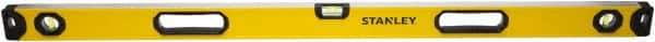 Stanley - 48" Long 3 Vial Box Beam Level - Aluminum, Yellow, 1 Level & 2 Plumb Vials - Exact Industrial Supply