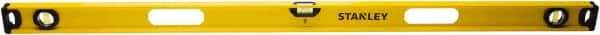 Stanley - Magnetic 48" Long 3 Vial I-Beam Level - Aluminum, Yellow, 1 Level & 2 Plumb Vials - Exact Industrial Supply