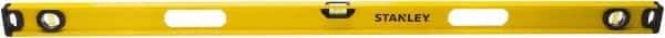 Stanley - 48" Long 3 Vial I-Beam Level - Aluminum, Yellow, 1 Level & 2 Plumb Vials - Exact Industrial Supply