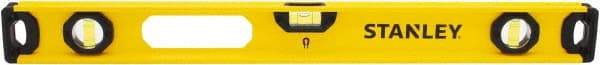 Stanley - Magnetic 24" Long 3 Vial I-Beam Level - Aluminum, Yellow, 1 Level & 2 Plumb Vials - Exact Industrial Supply